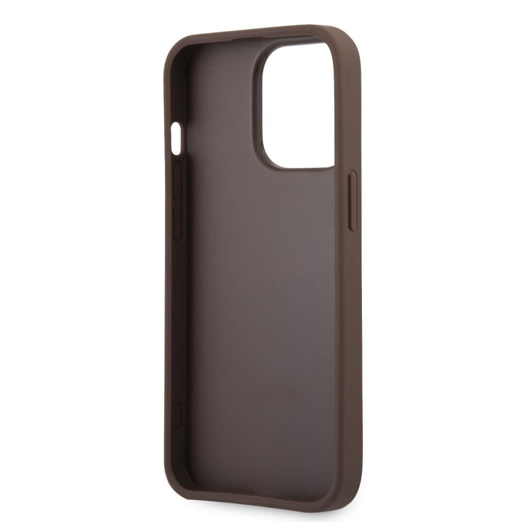 Guess PU 4G Metal Logo Zadní Kryt pro iPhone 13 Pro Brown - náhled 5