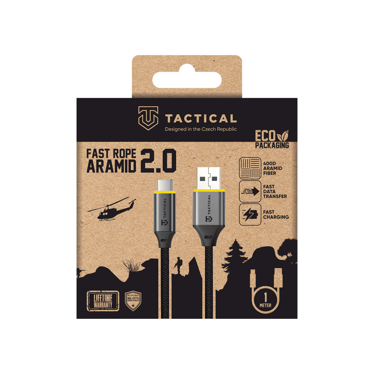 Datový kabel Tactical Fast Rope Aramid 2.0 USB-A/USB-C 1m - náhled 5