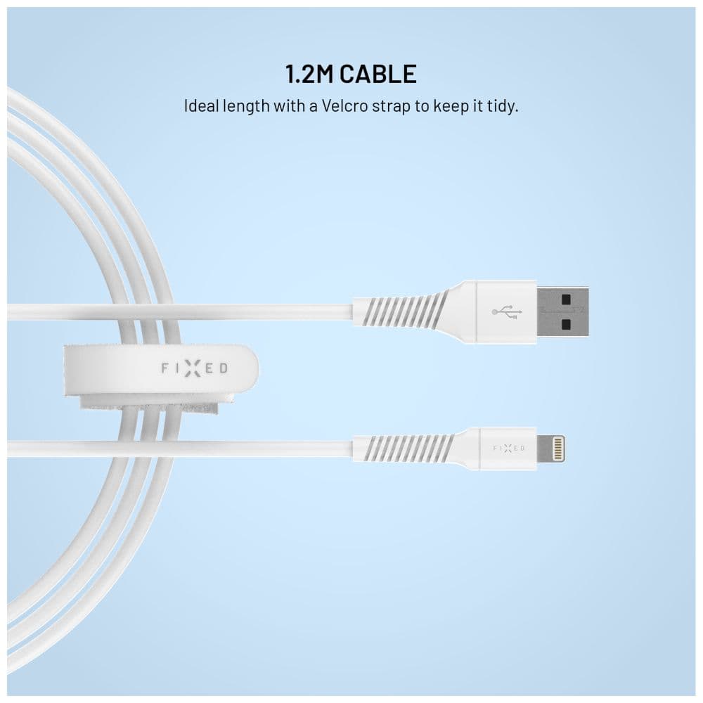 Datový a nabíjecí kabel FIXED s konektory USB/Lightning, 1.2m, USB 2.0, bílý - náhled 5