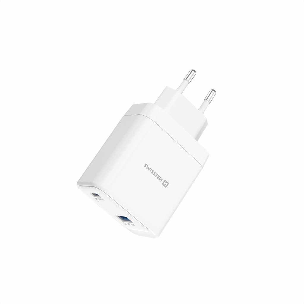 Adaptér Swissten Gan 1x USB-C 45W PD + 1x USB-A 18W QC bílý - náhled 5