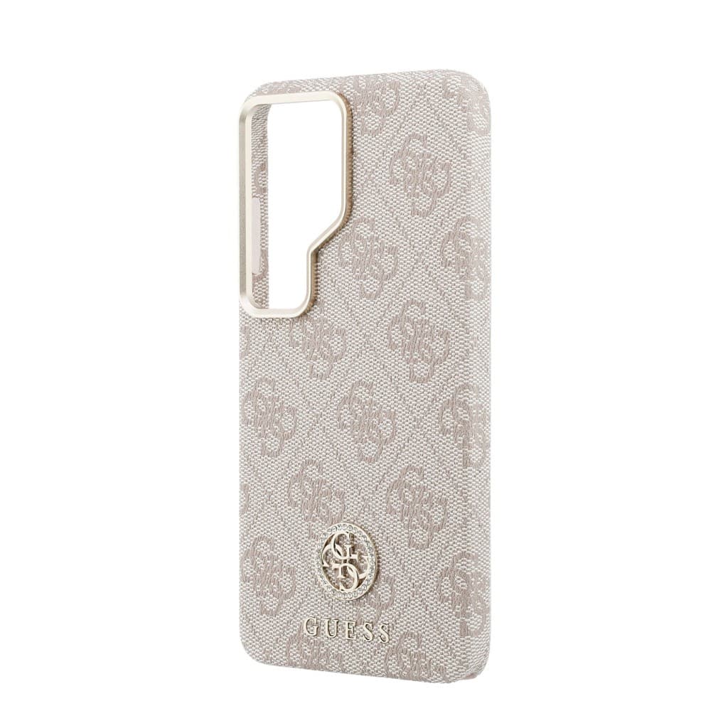 Zadní kryt Guess PU Leather 4G Strass Logo Gold Frame Magnetic pro Samsung Galaxy S26 Ultra růžový - náhled 5