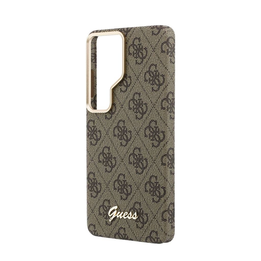 Zadní kryt Guess PU 4G Script Metal Logo Magnetic pro Samsung Galaxy S26 Ultra hnědý - náhled 5