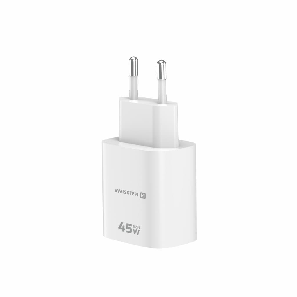 Adaptér Swissten Edge Gan 1x USB-C PD 45W + 1x USB-A 18W QC bílý - náhled 5