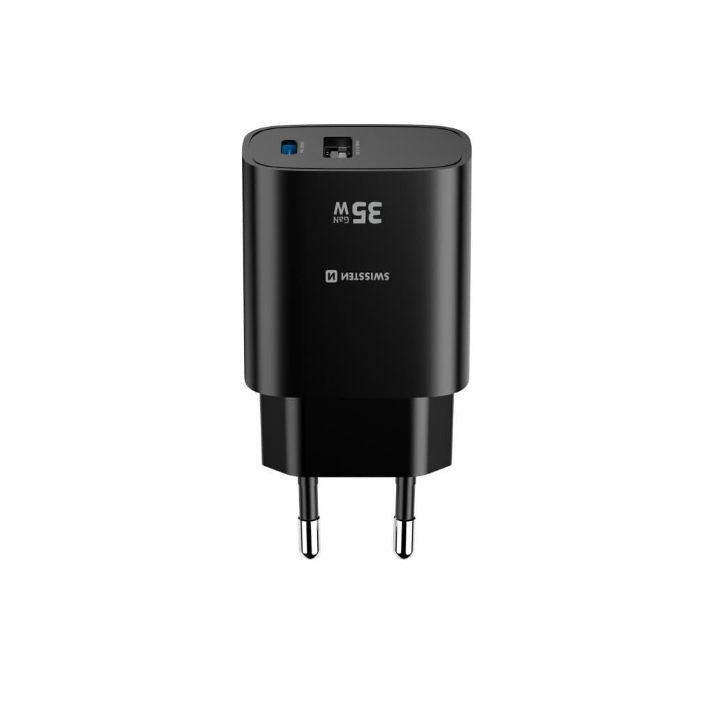 Adaptér Swissten Edge Gan 1x USB-C PD 35W + 1x USB-A 18W QC černý - náhled 5