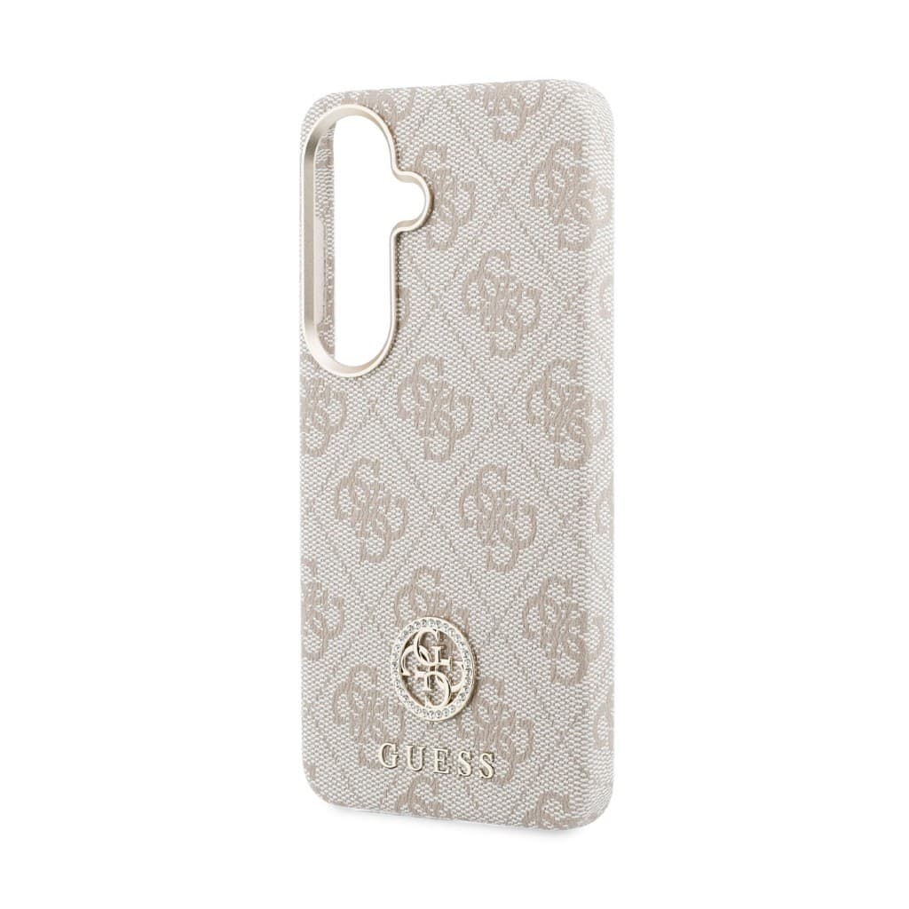 Zadní kryt Guess PU Leather 4G Strass Logo Gold Frame Magnetic pro Samsung Galaxy S26 růžový - náhled 5