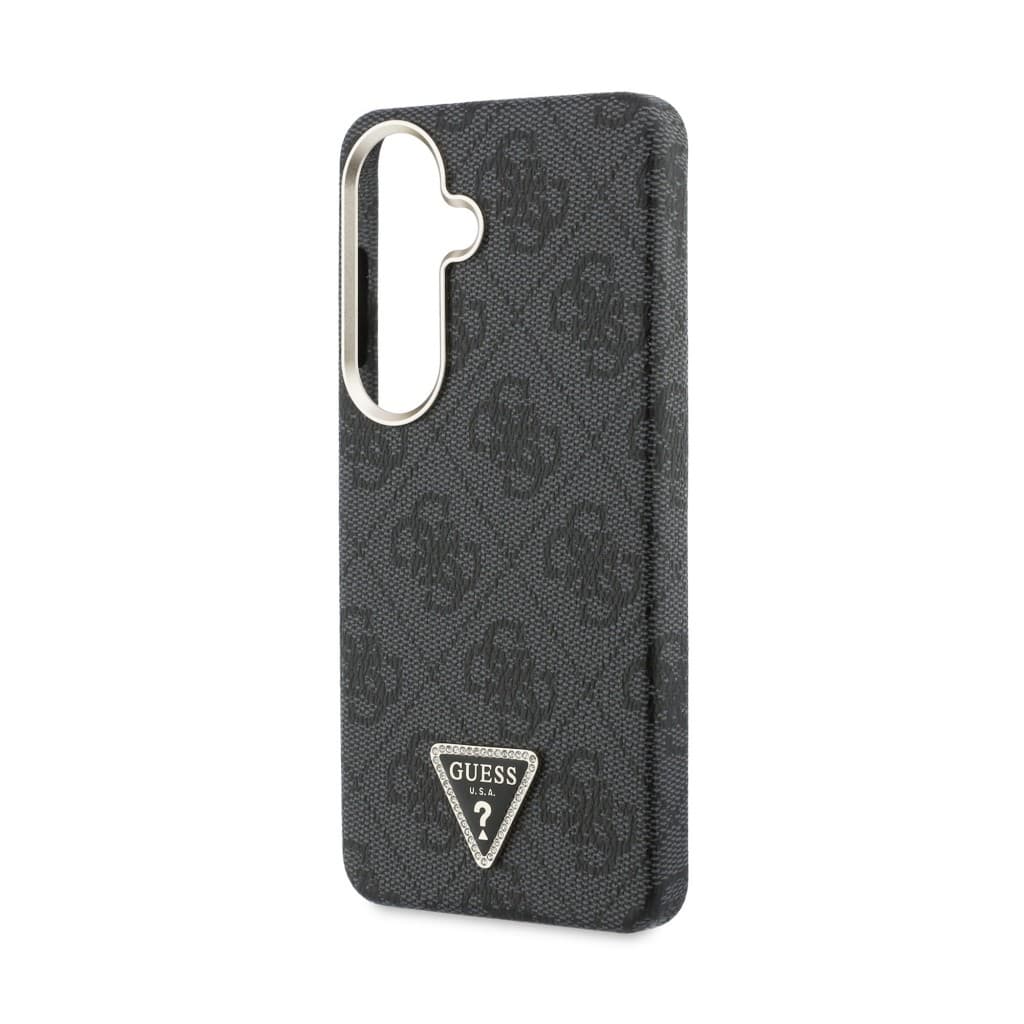 Zadní kryt Guess PU Leather 4G Strass Triangle Logo Gold Frame Magnetic pro Samsung Galaxy S26 černý - náhled 5
