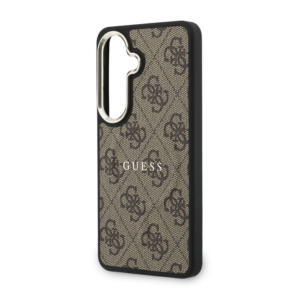 Zadní kryt Guess PU Leather 4G Gold Frame Magnetic pro Samsung Galaxy S26+ hnědý - náhled 5