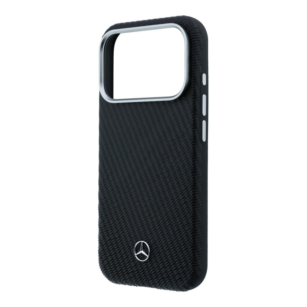 Zadní kryt Mercedes PU Leather Semi Wrap MagSafe pro iPhone 17 Pro černý - náhled 5