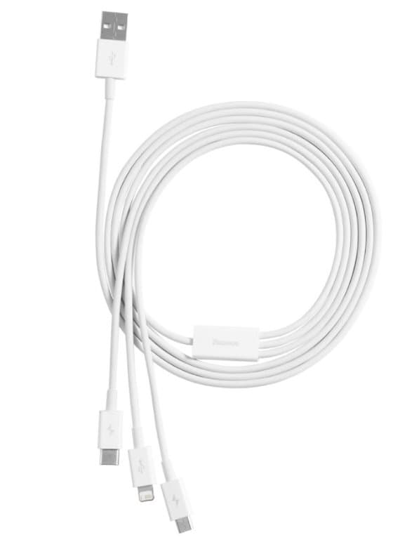 Baseus CAMLTYS-02 Superior Fast Charging Datový Kabel 3v1 USB-C, Lightning, MicroUSB 1.5m White - náhled 5