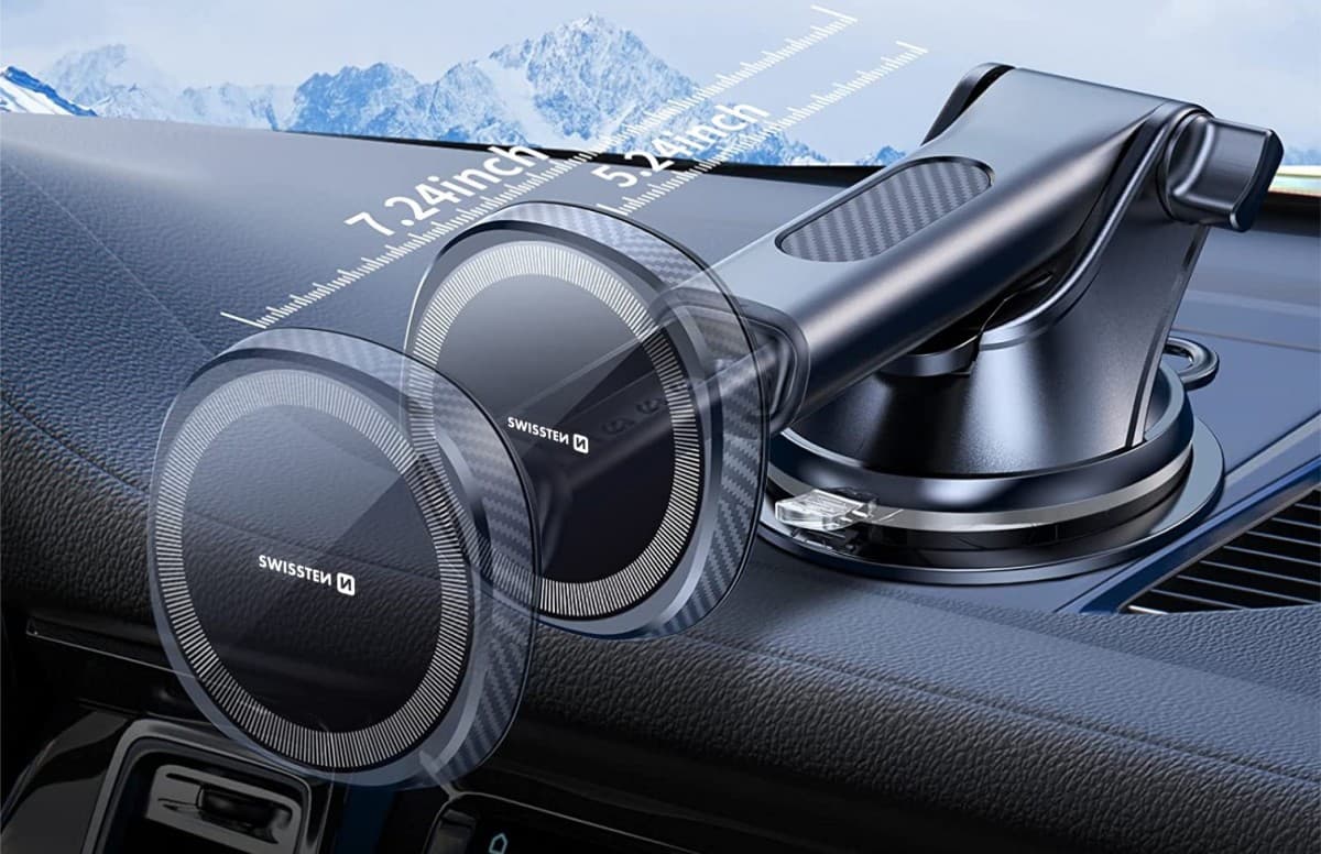 Magnetický držák do auta swissten s bezdrátovým nabíjením 15w dashboard (magsafe compatible) - náhled 5