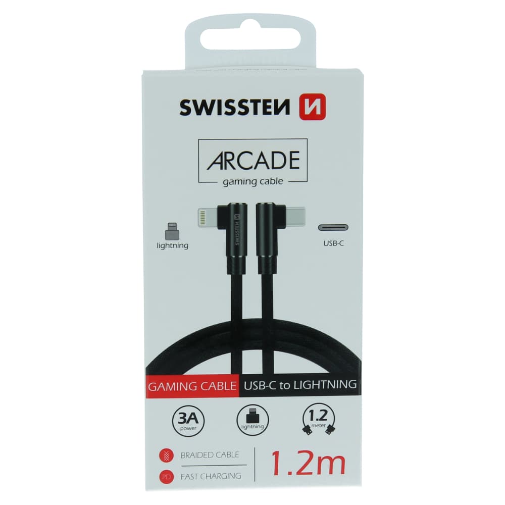 Textilní datový kabel swissten arcade usb-c / lightning 1,2 m černý - náhled 5