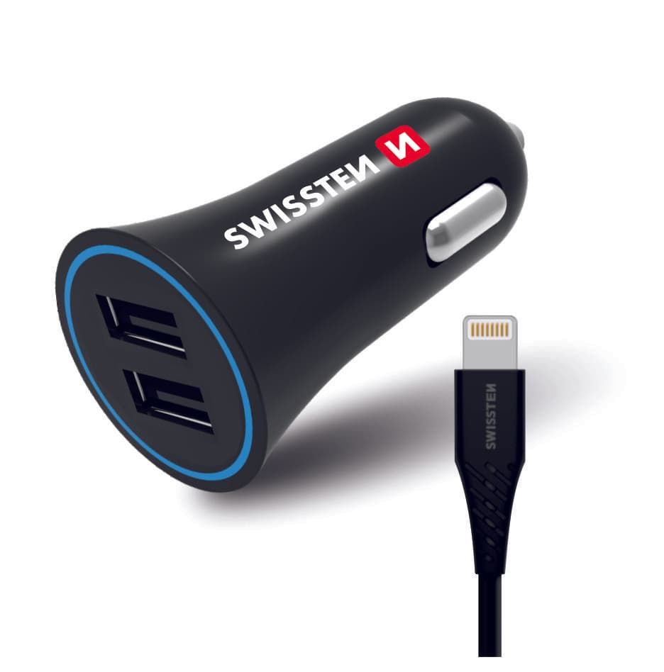 Swissten cl adaptér 2,4a power 2x usb + kabel lightning - náhled 5