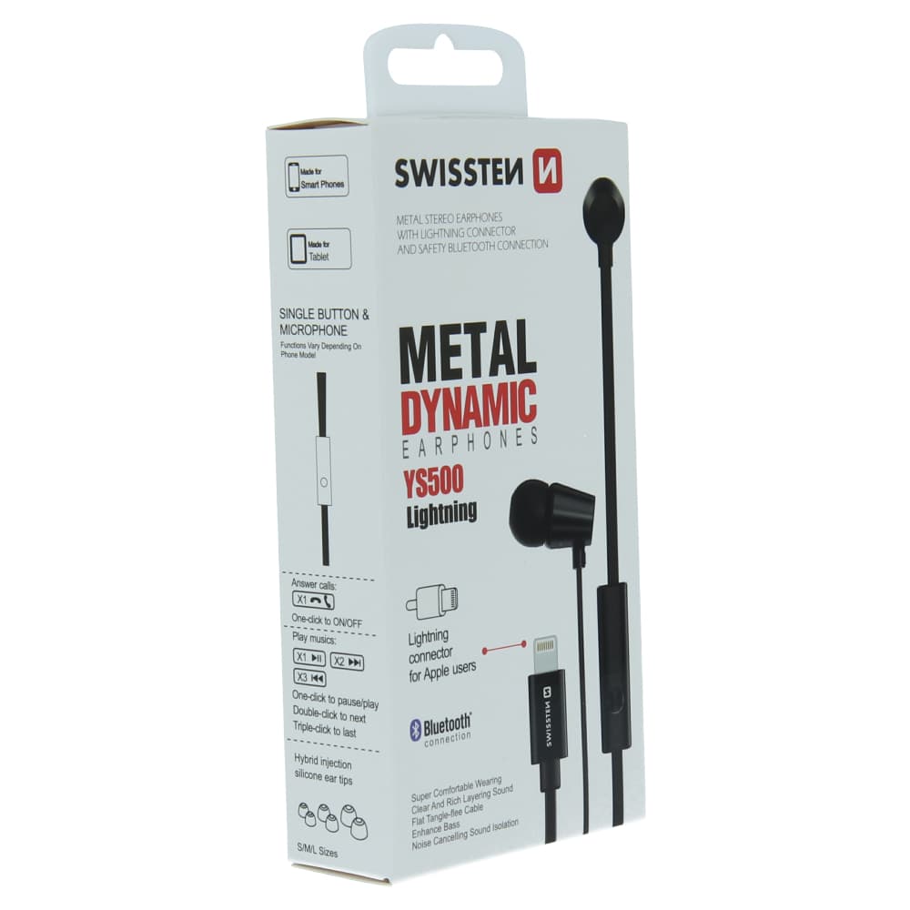 Sluchátka swissten earbuds dynamic lightning ys500 černá - náhled 5