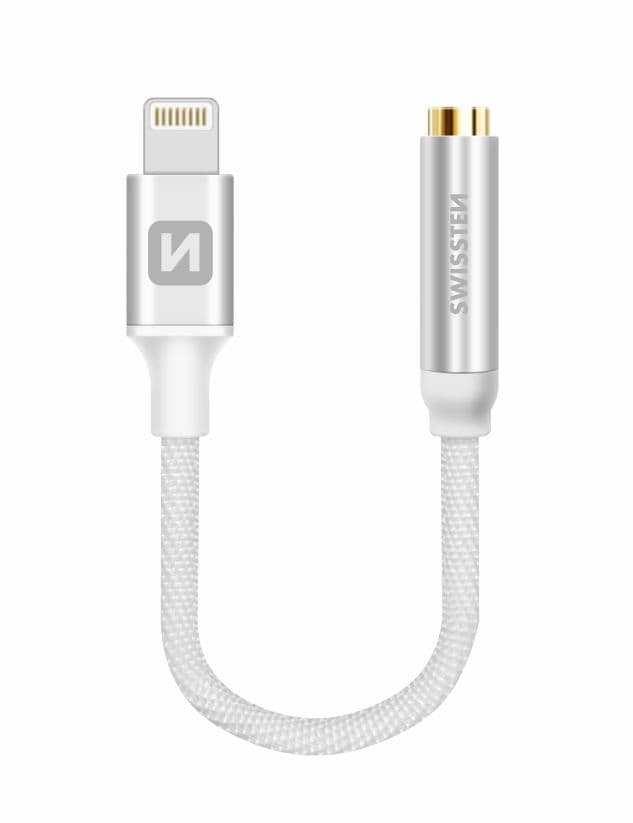 Audio adaptér swissten textile lightning /jack(samice) 0,15 m stříbrný - náhled 5