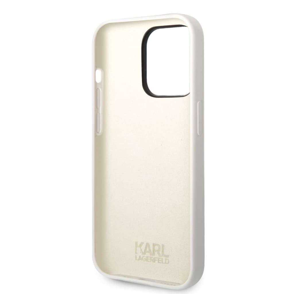 Karl Lagerfeld and Choupette Liquid Silicone Zadní Kryt pro iPhone 14 Pro Max White - náhled 5