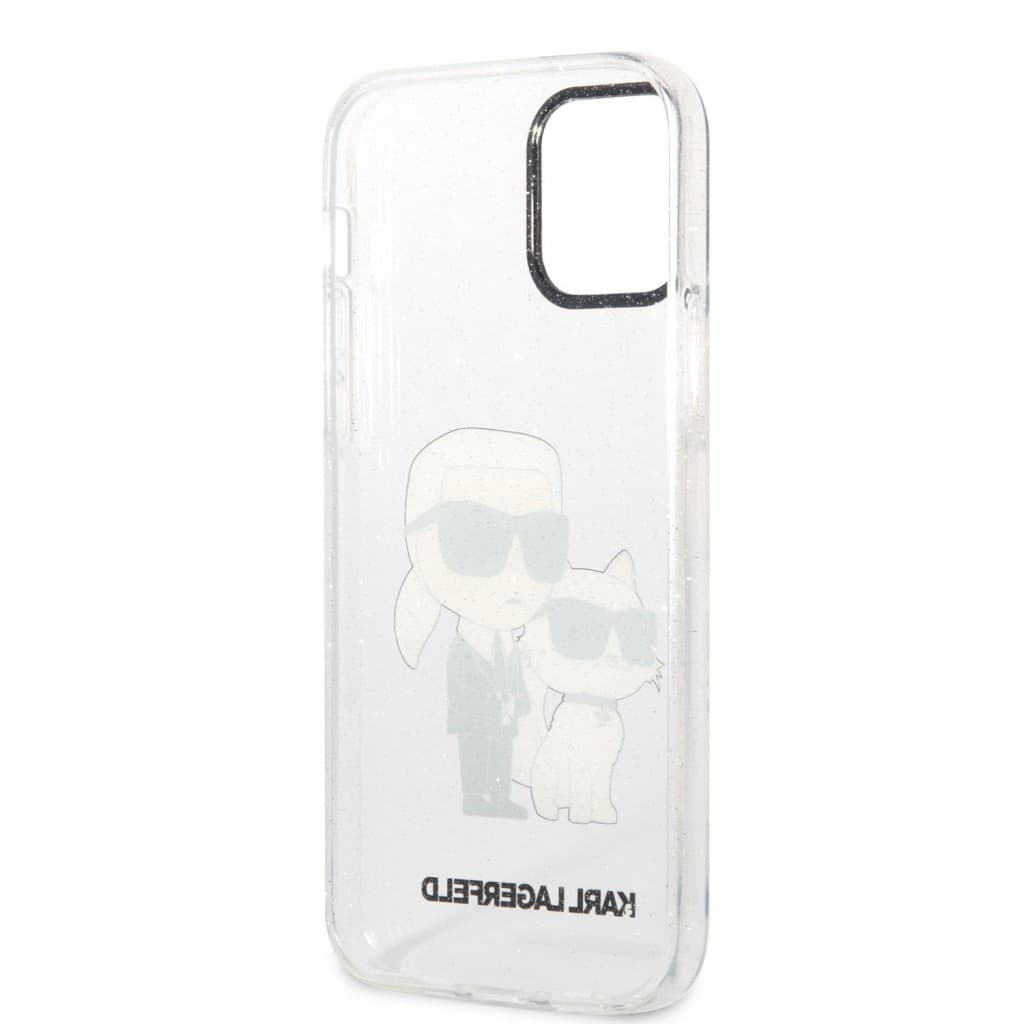 Karl Lagerfeld IML Glitter Karl and Choupette NFT Zadní Kryt pro iPhone 12/12 Pro Transparent - náhled 5
