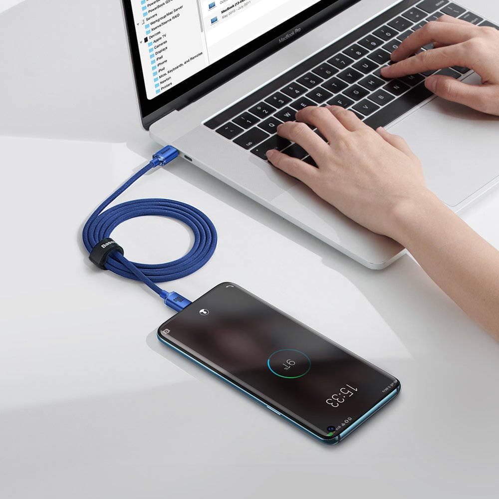 Baseus CAJY000603 Crystal Shine Series Datový Kabel USB-C - USB-C 100W 1,2m Blue - náhled 5