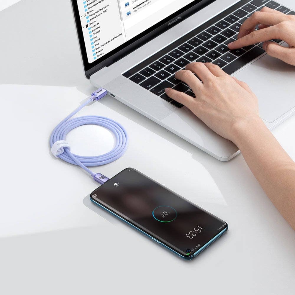 Baseus CAJY000605 Crystal Shine Series Datový Kabel USB-C - USB-C 100W 1,2m Purple - náhled 5