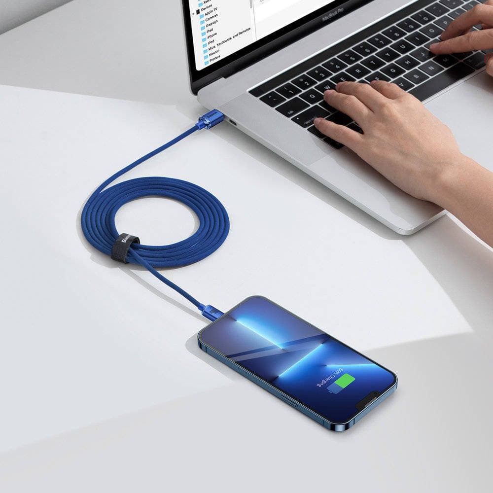 Baseus CAJY000703 Crystal Shine Series Datový Kabel USB-C - USB-C 100W 2m Blue - náhled 5