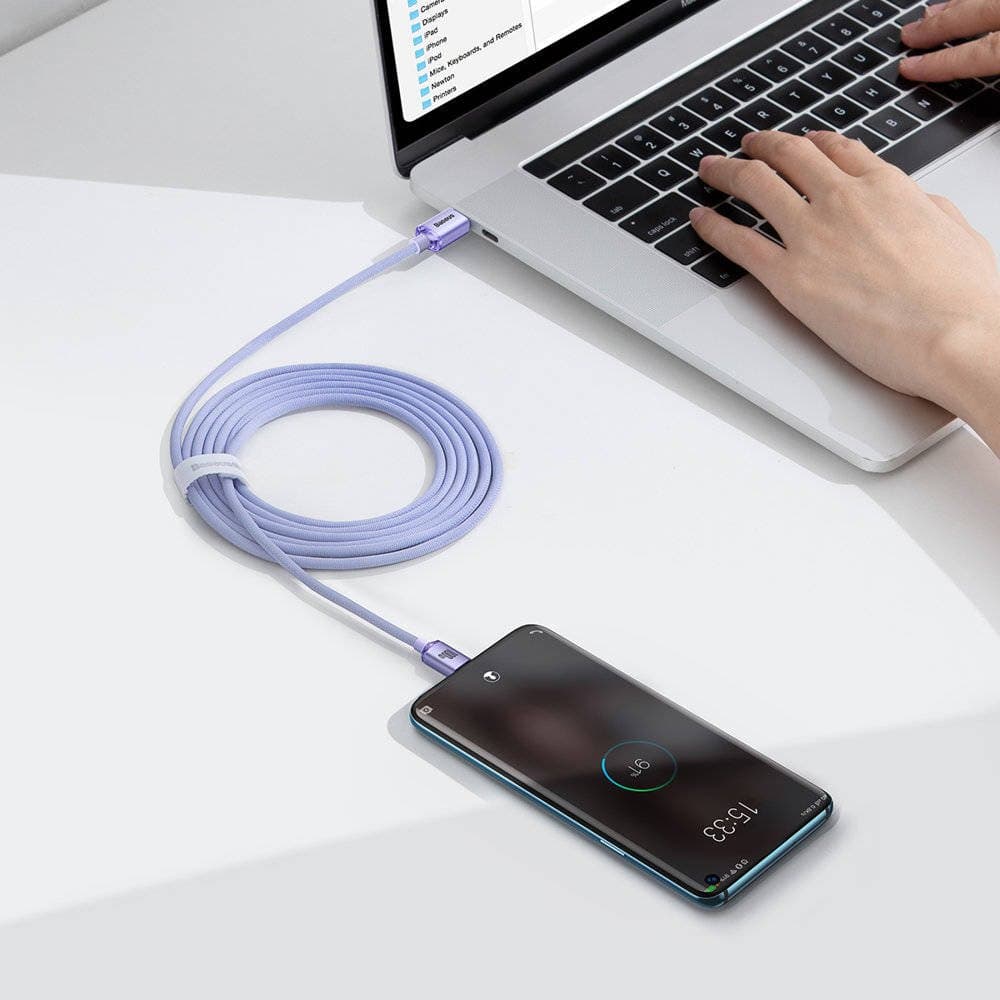 Baseus CAJY000705 Crystal Shine Series Datový Kabel USB-C - USB-C 100W 2m Purple - náhled 5