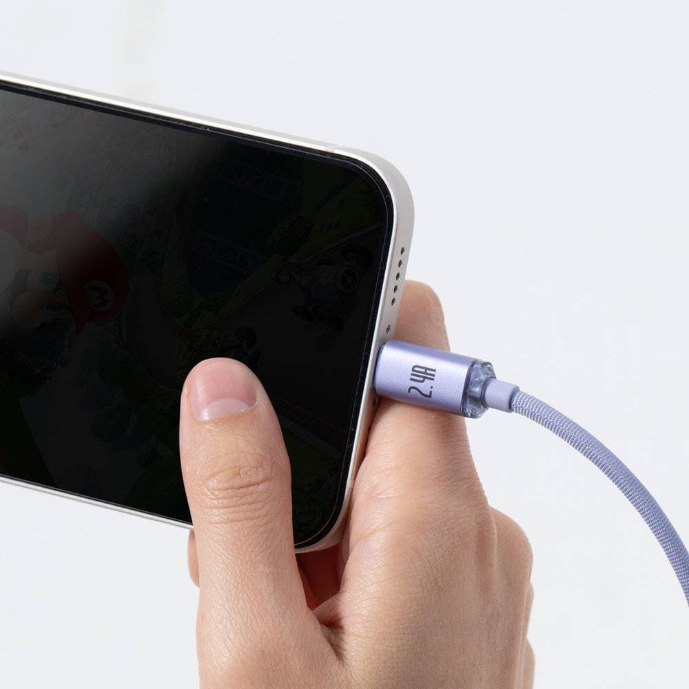 Baseus CAJY000005 Crystal Shine Series Datový Kabel USB - Lightning 20W 1,2m Purple - náhled 5