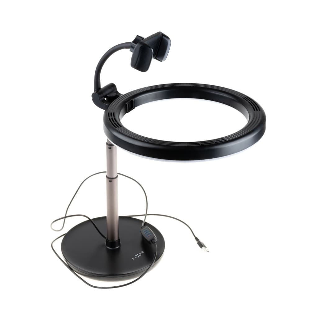 Stativ s kruhovým LED svítidlem a ovládáním na USB kabelu FIXED LEDRing Lite, černý - náhled 5