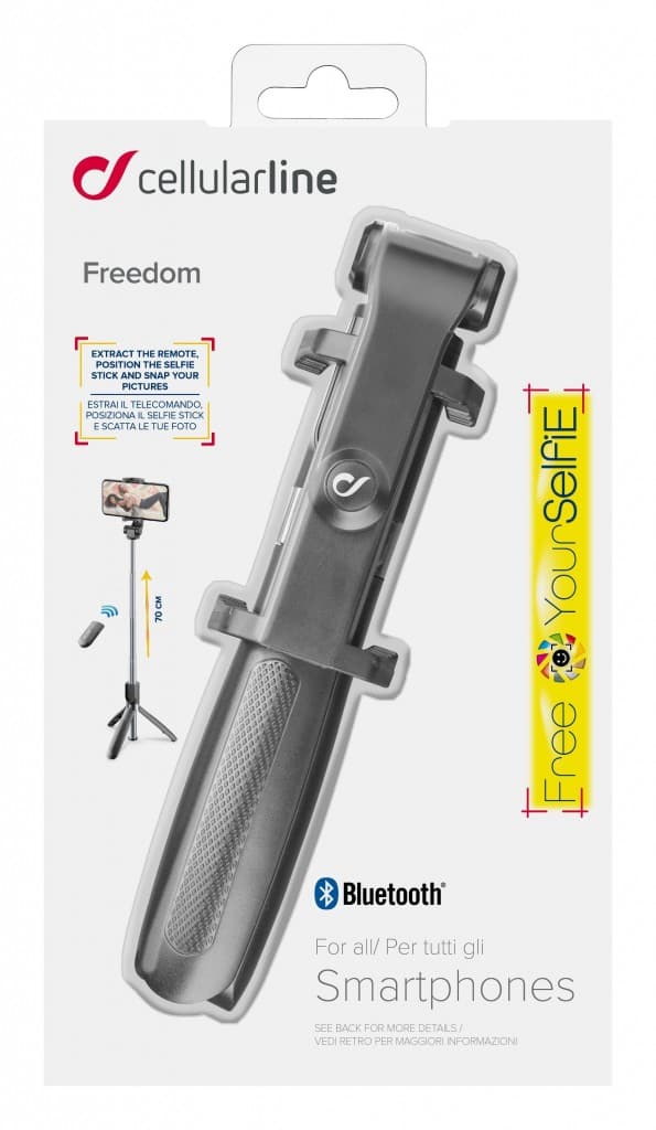 Bluetooth selfie tyč Cellularline Freedom s funkcí tripodu, černá - náhled 5