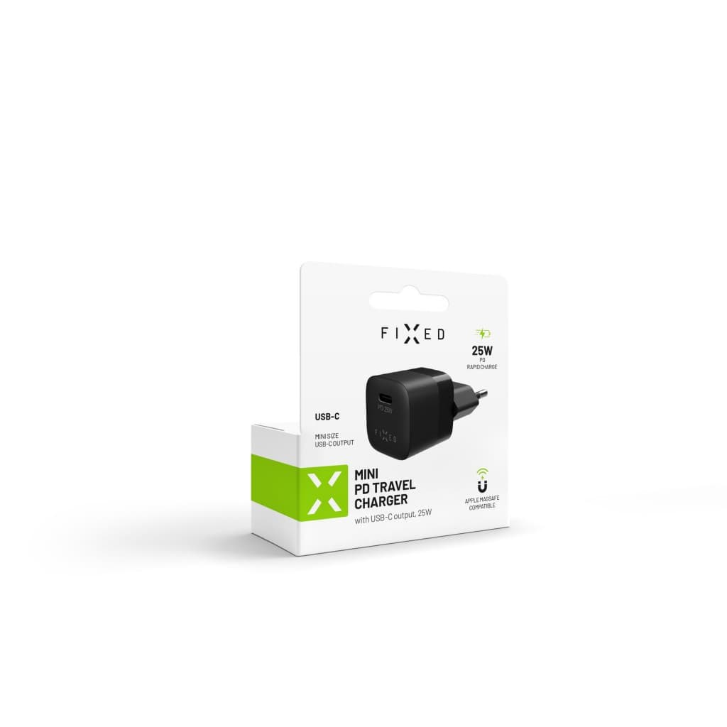 Síťová nabíječka FIXED Mini s USB-C výstupem a podporou PD, 25W, černá - náhled 5