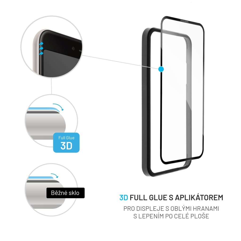 Ochranné tvrzené sklo FIXED 3D Full-Cover s aplikátorem pro Apple iPhone 13/13 Pro, černé - náhled 5