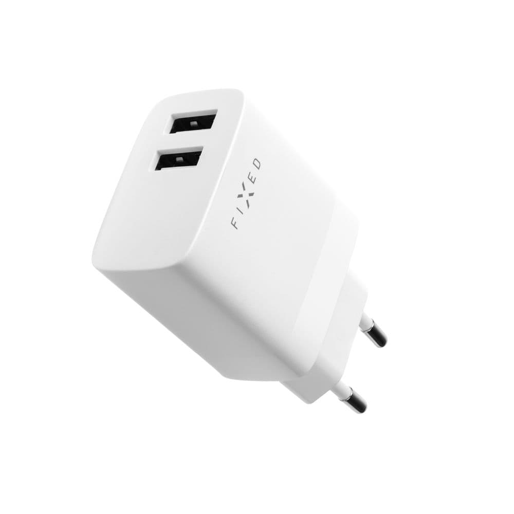 Set síťové nabíječky FIXED s 2xUSB výstupem a USB/USB-C kabelu, 1 metr, 17W Smart Rapid Charge, bílá - náhled 5