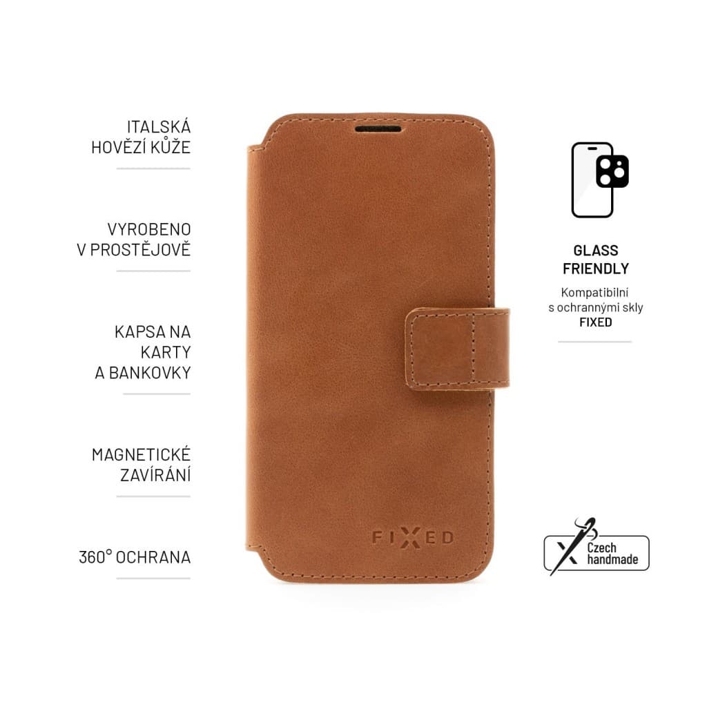 Kožené pouzdro typu kniha FIXED ProFit pro Apple iPhone 14 Plus, hnědé - náhled 5