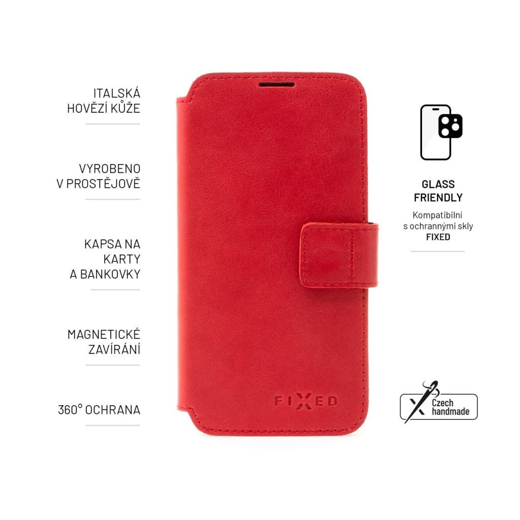 Kožené pouzdro typu kniha FIXED ProFit pro Apple iPhone 14 Pro, červené - náhled 5