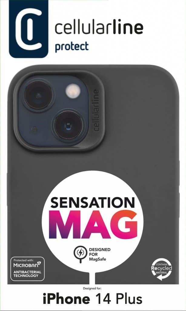 Ochranný silikonový kryt Cellularline Sensation s podporou MagSafe pro Apple iPhone 14 Plus, černý - náhled 5