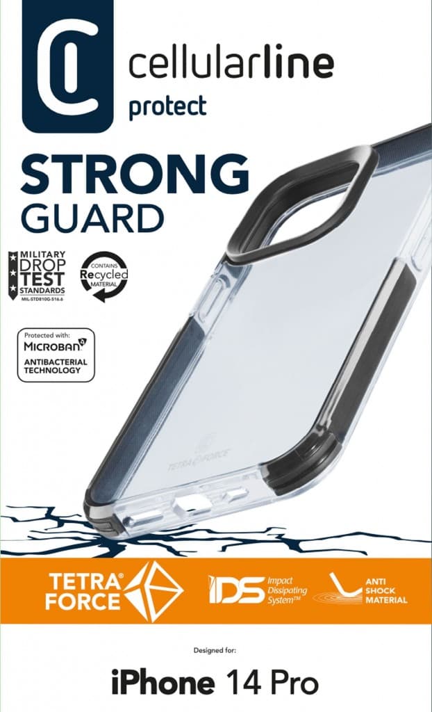 Ultra ochranné pouzdro Cellularline Tetra Force Shock-Twist pro Apple iPhone 14 PRO, 2 stupně ochrany, transparentní - náhled 5