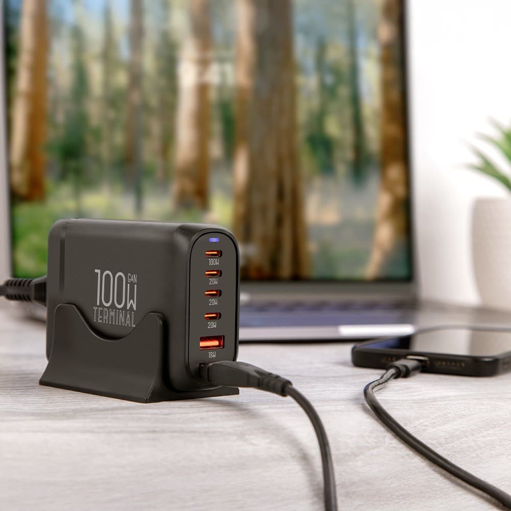 Stolní nabíječka OBAL:ME Terminal GaN 4C2A 100W Black - náhled 5