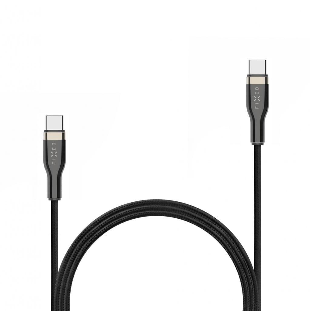 Nabíjecí a datový opletený kabel FIXED s konektory USB-C/USB-C a podporou PD, 1.2m, USB 2.0, 100W, černý - náhled 5