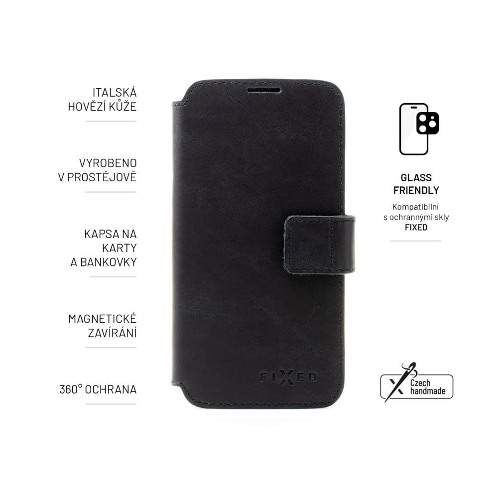 Kožené pouzdro typu kniha FIXED ProFit pro Apple iPhone 15 Plus, černé - náhled 5