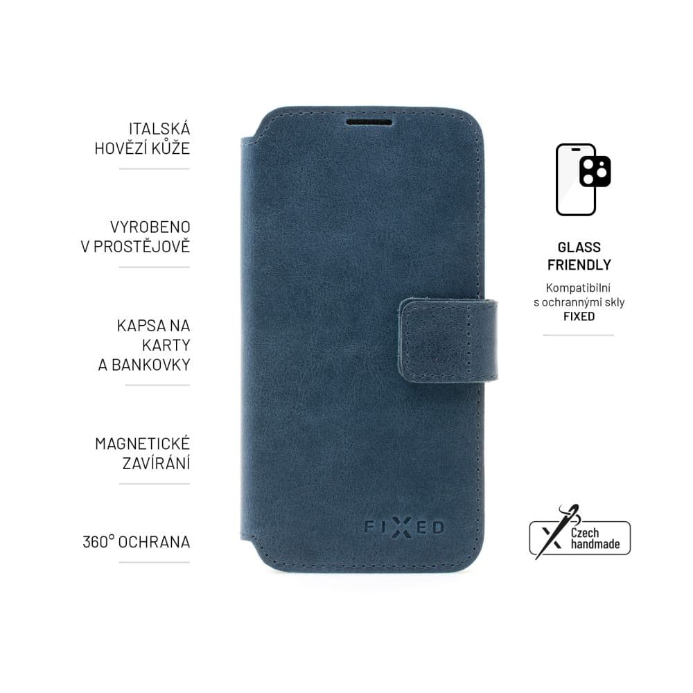 Kožené pouzdro typu kniha FIXED ProFit pro Apple iPhone 15 Pro Max, modré - náhled 5