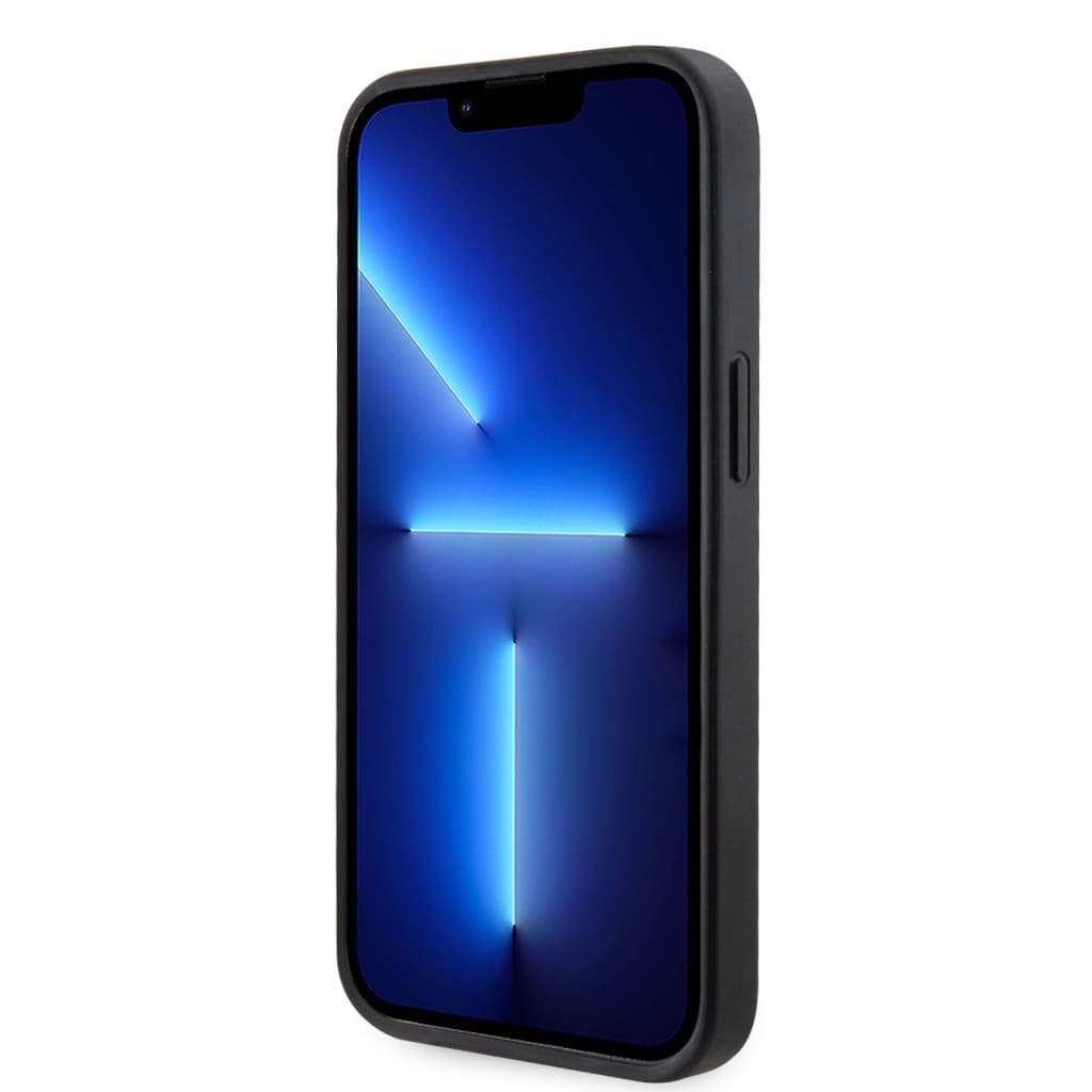 Guess PU 4G Strass Triangle Metal Logo Zadní Kryt pro iPhone 15 Black - náhled 5