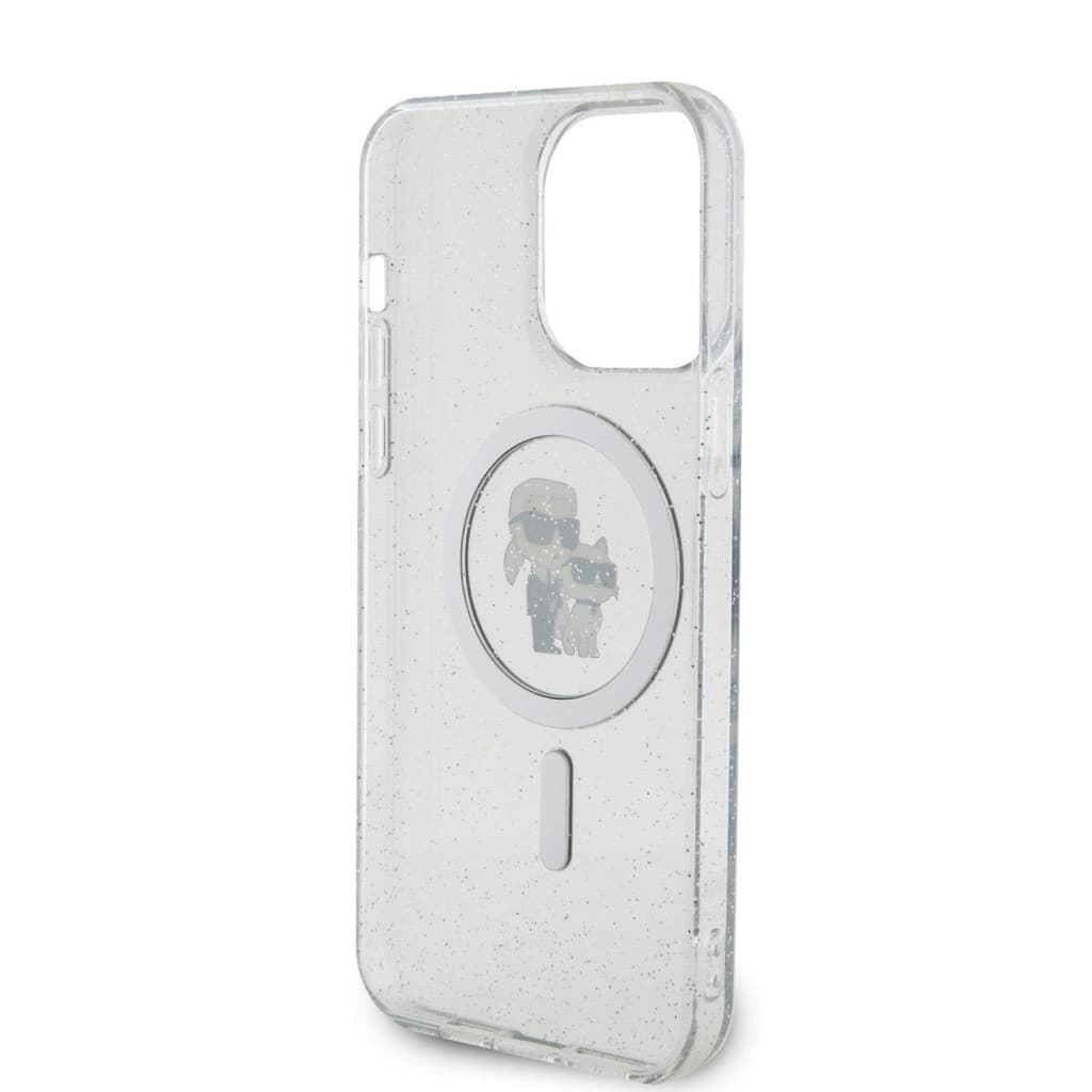 Karl Lagerfeld IML Glitter Karl and Choupette MagSafe Zadní Kryt pro iPhone 15 Pro Max Transparent - náhled 5