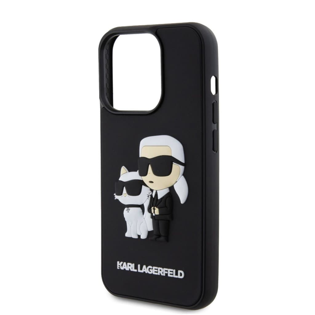 Karl Lagerfeld 3D Rubber Karl and Choupette Zadní Kryt pro iPhone 13 Pro Black - náhled 5