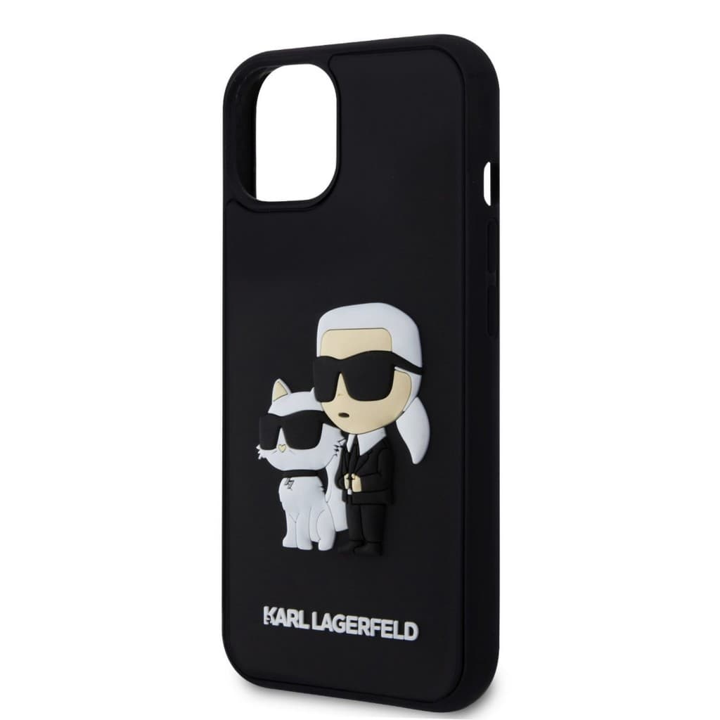 Karl Lagerfeld 3D Rubber Karl and Choupette Zadní Kryt pro iPhone 13 Black - náhled 5
