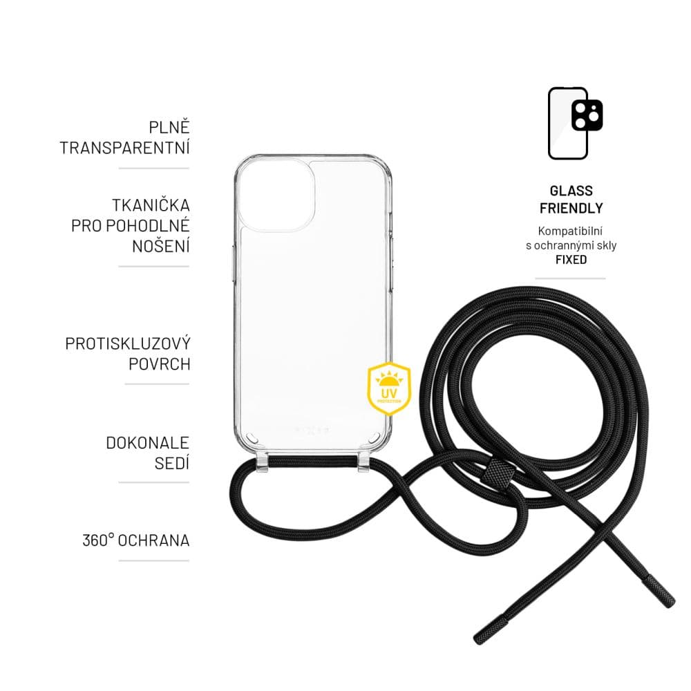 Pouzdro FIXED Pure Neck s černou šňůrkou na krk pro Samsung Galaxy S24+ - náhled 5