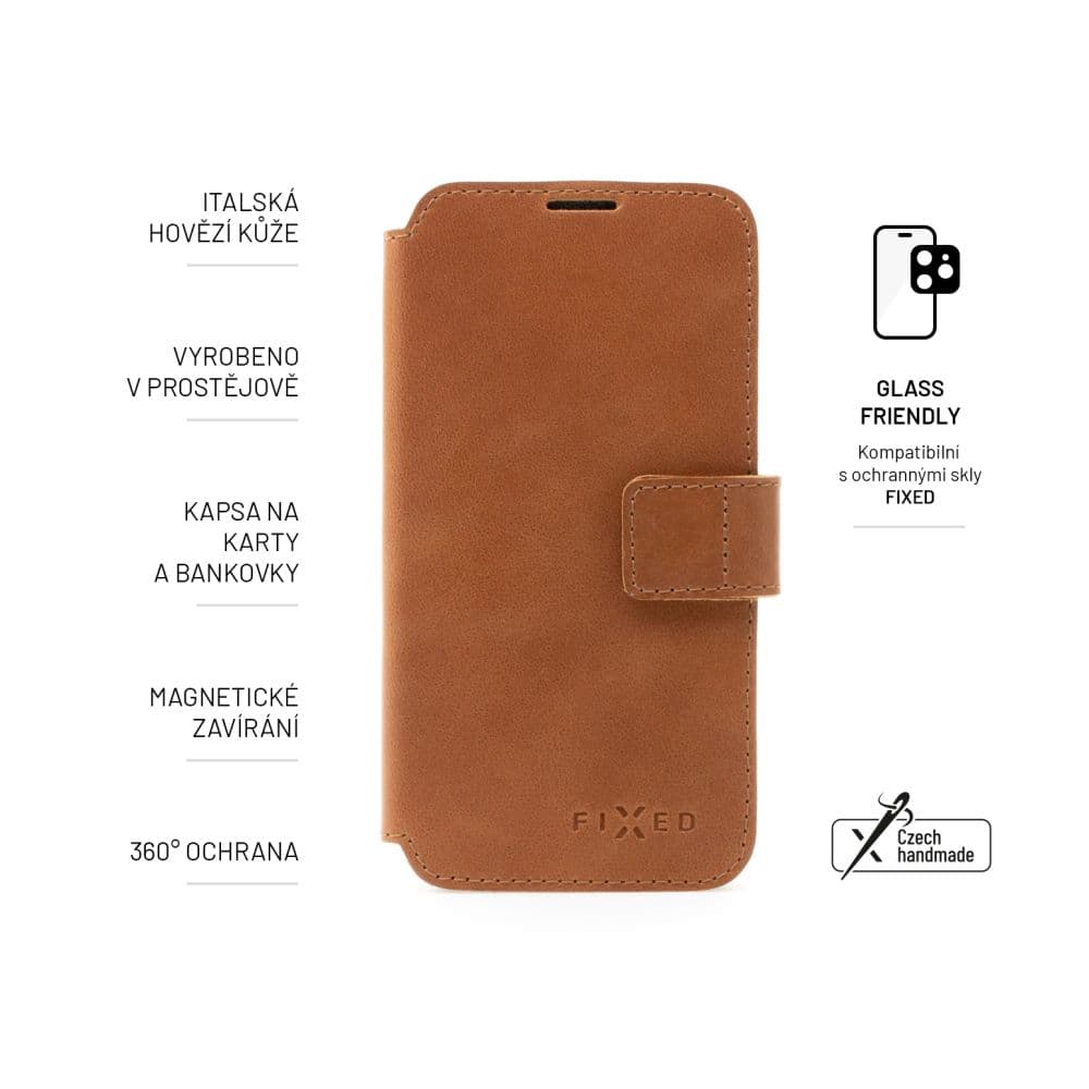 Kožené pouzdro typu kniha FIXED ProFit pro Samsung Galaxy A55 5G, hnědé - náhled 3