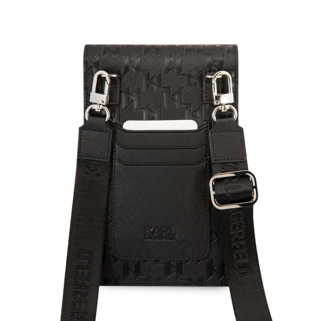 Karl Lagerfeld Saffiano Monogram Wallet Phone Bag Black - náhled 5
