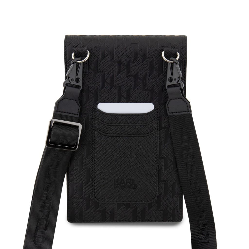Karl Lagerfeld Saffiano Monogram Wallet Phone Bag Choupette NFT Black - náhled 5