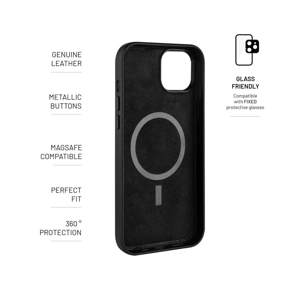 Kožený zadní kryt FIXED MagLeather s podporou MagSafe pro Apple iPhone 14, černý - náhled 5