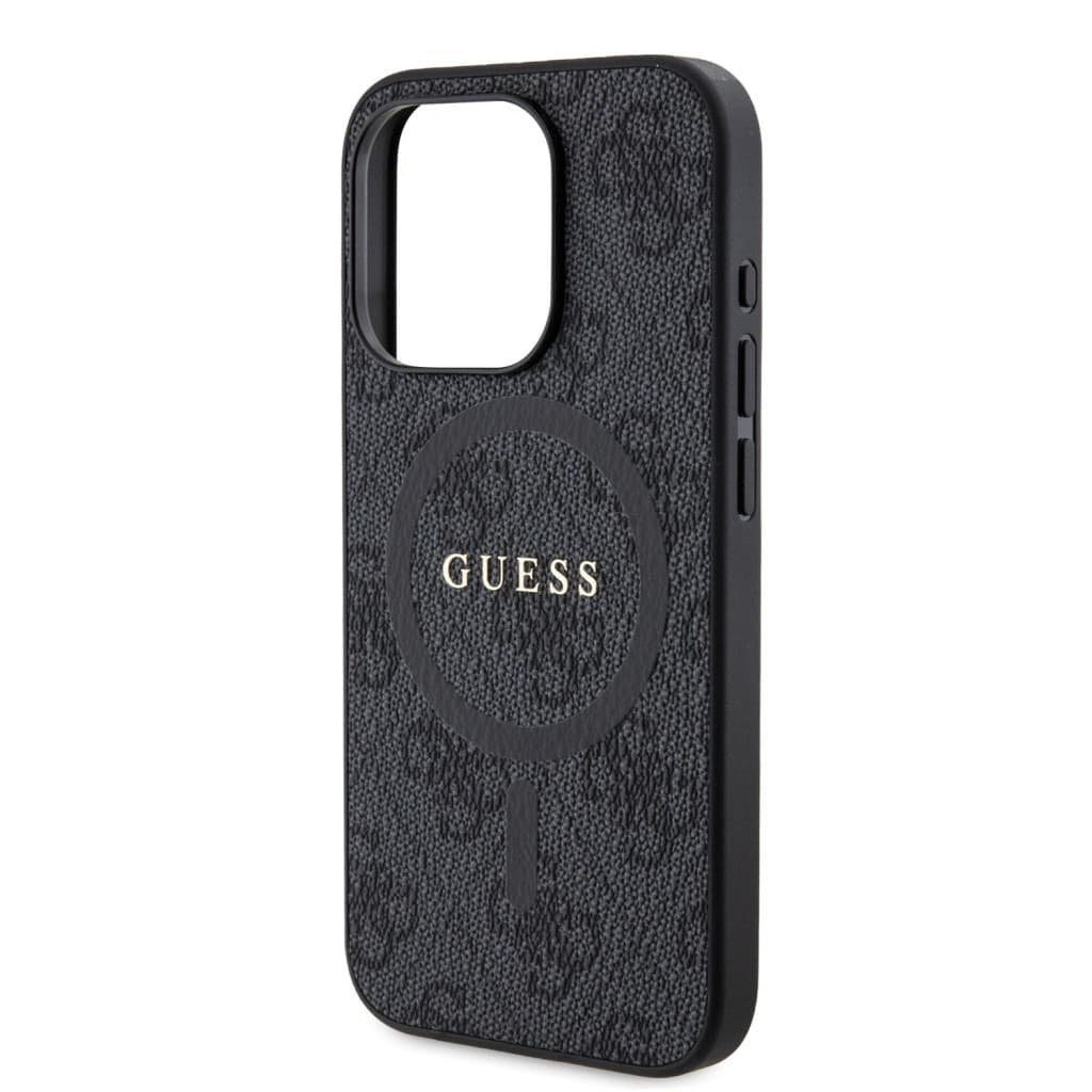 Guess PU Leather 4G Colored Ring MagSafe Zadní Kryt pro iPhone 15 Pro Black - náhled 5