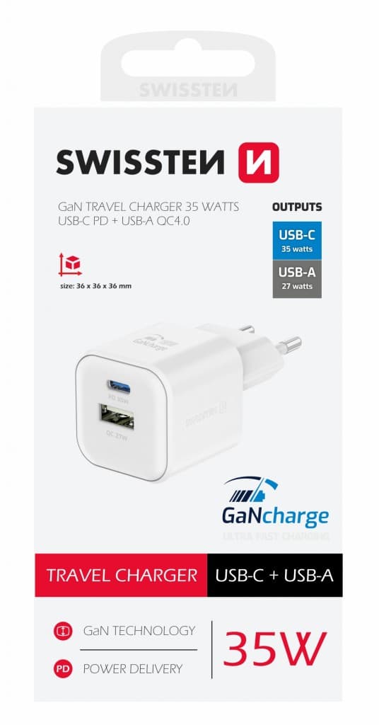 Adaptér Swissten s funkcí rychlonabíjení 35W Dual bílý - náhled 5