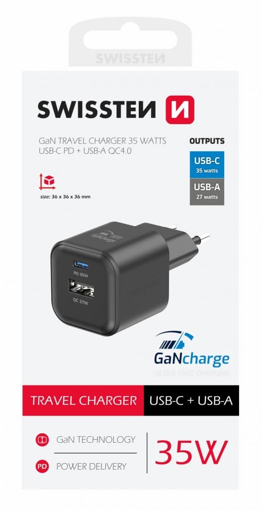 Adaptér Swissten s funkcí rychlonabíjení 27W Dual černý - náhled 5
